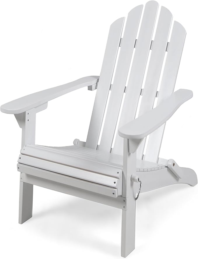 Cara Outdoor Foldable Acacia Wood Adirondack Chair, Dark Gray Finish