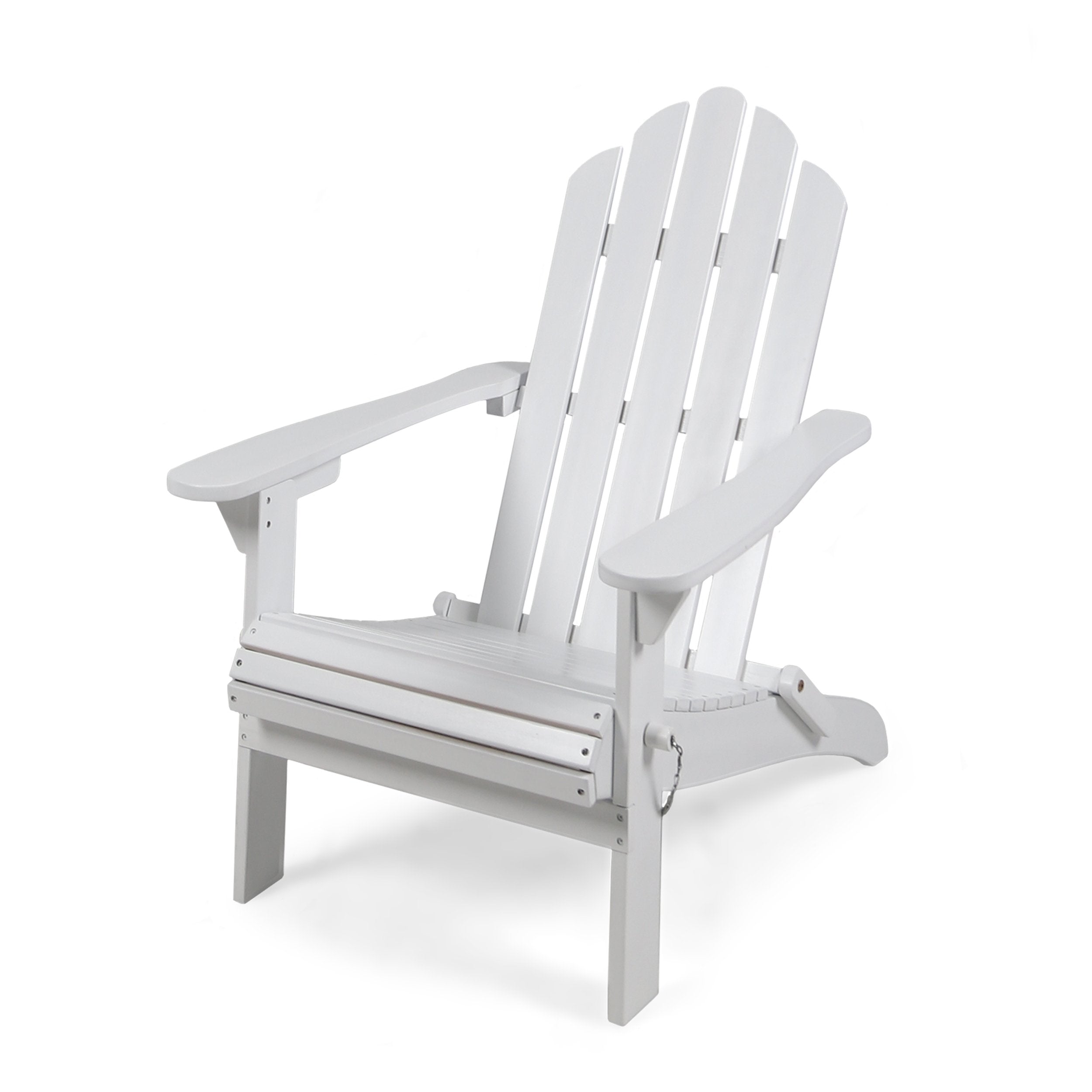 Cara Outdoor Foldable Acacia Wood Adirondack Chair, White Finish