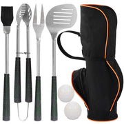 Golf-Club Style BBQ Tools Set Grilling Tools with Rubber Handle - Stainless