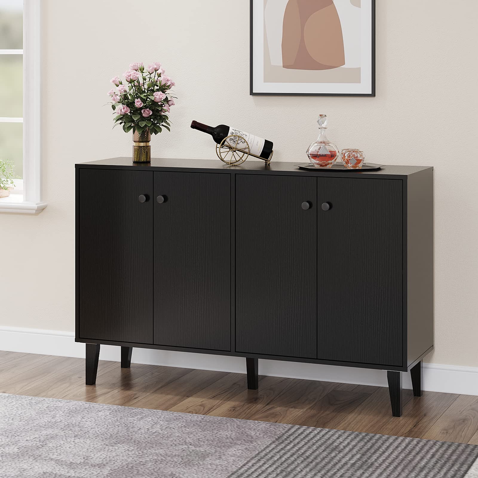 Sideboard Buffet Cabinet Kitchen Storage Cabinet Living Room 4 Doors Console