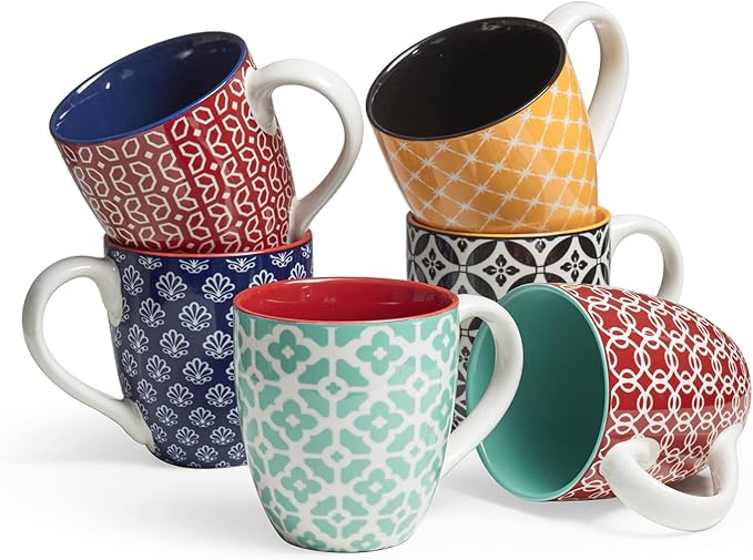 Coffee Mugs Set of 6, 16 oz Large Porcelain Mug
