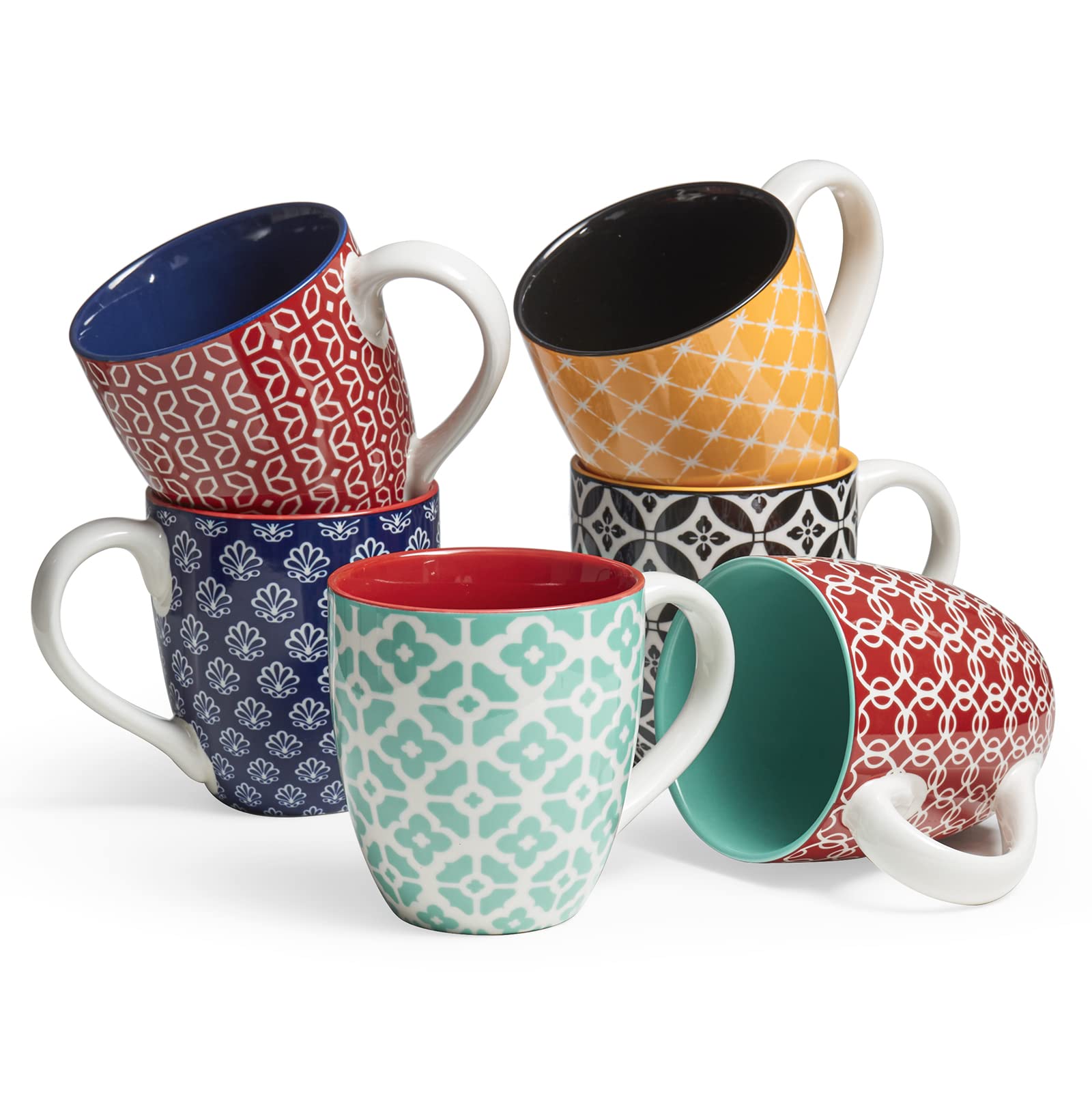 Coffee Mugs Set of 6, 16 oz Large Porcelain Mug