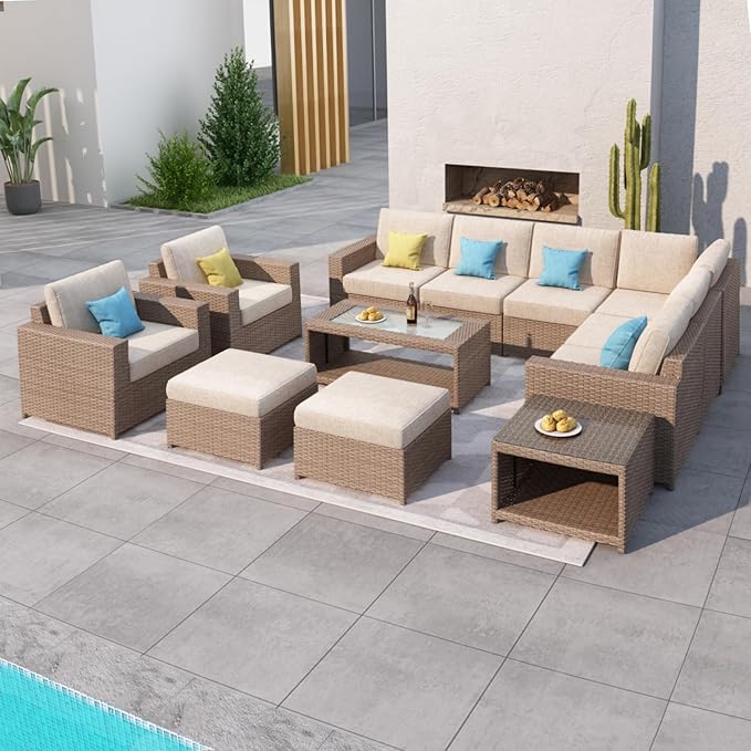Fully Assembled Outdoor Sectional Sofa Set with Cushions