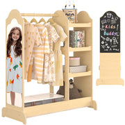 Storage with Mirror, Montessori Kids Closet with Blackboard and Stickers