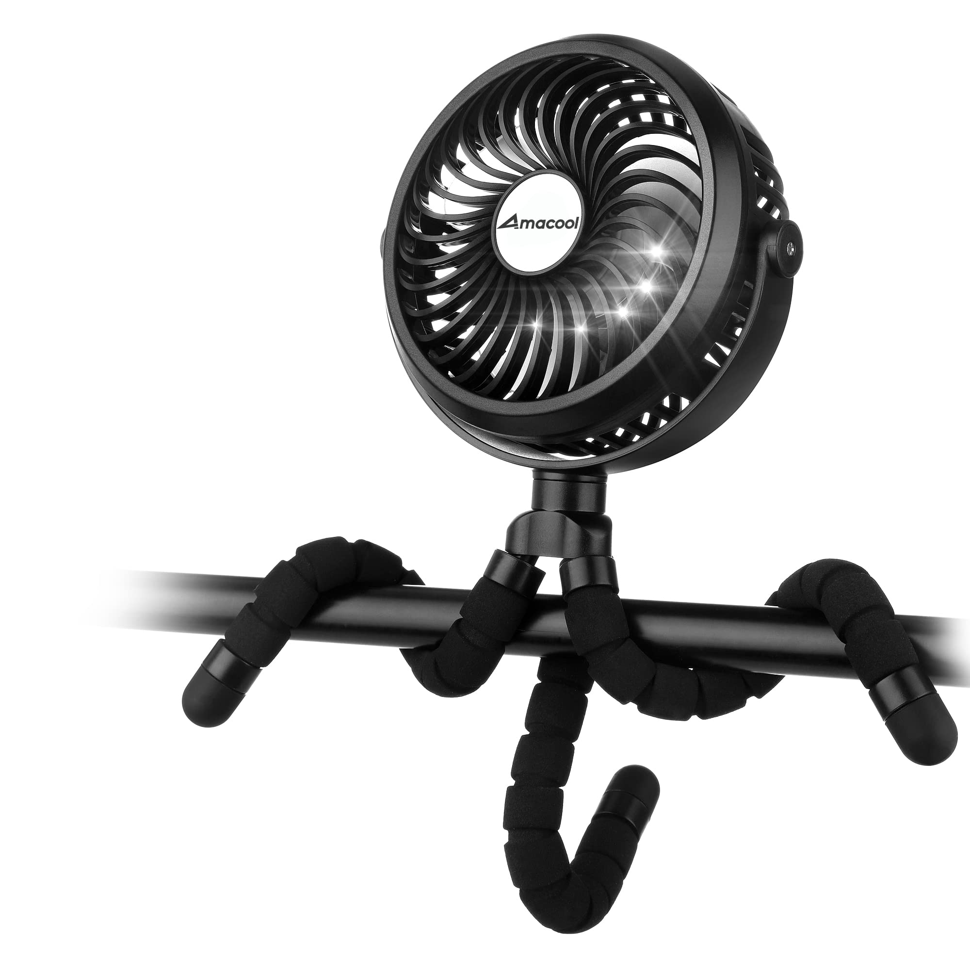 Battery Operated Stroller Fan Flexible Tripod Clip On Fan with 3 Speeds and Rotatable