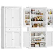 72” Pantry Cabinet, Tall Kitchen Storage Cabinet with 4 Doors and 1 Drawer, Cupboard