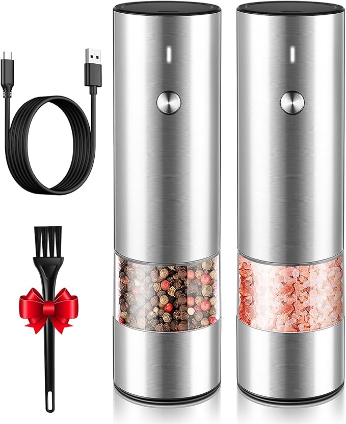 Salt and Pepper Grinder Set - Extra Large Capacity - Automatic