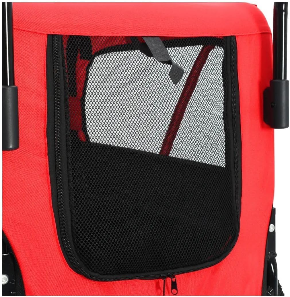 -1 Pet Bike Trailer & Jogging Stroller Red and Black 6.6"-Front Wheel Diameter