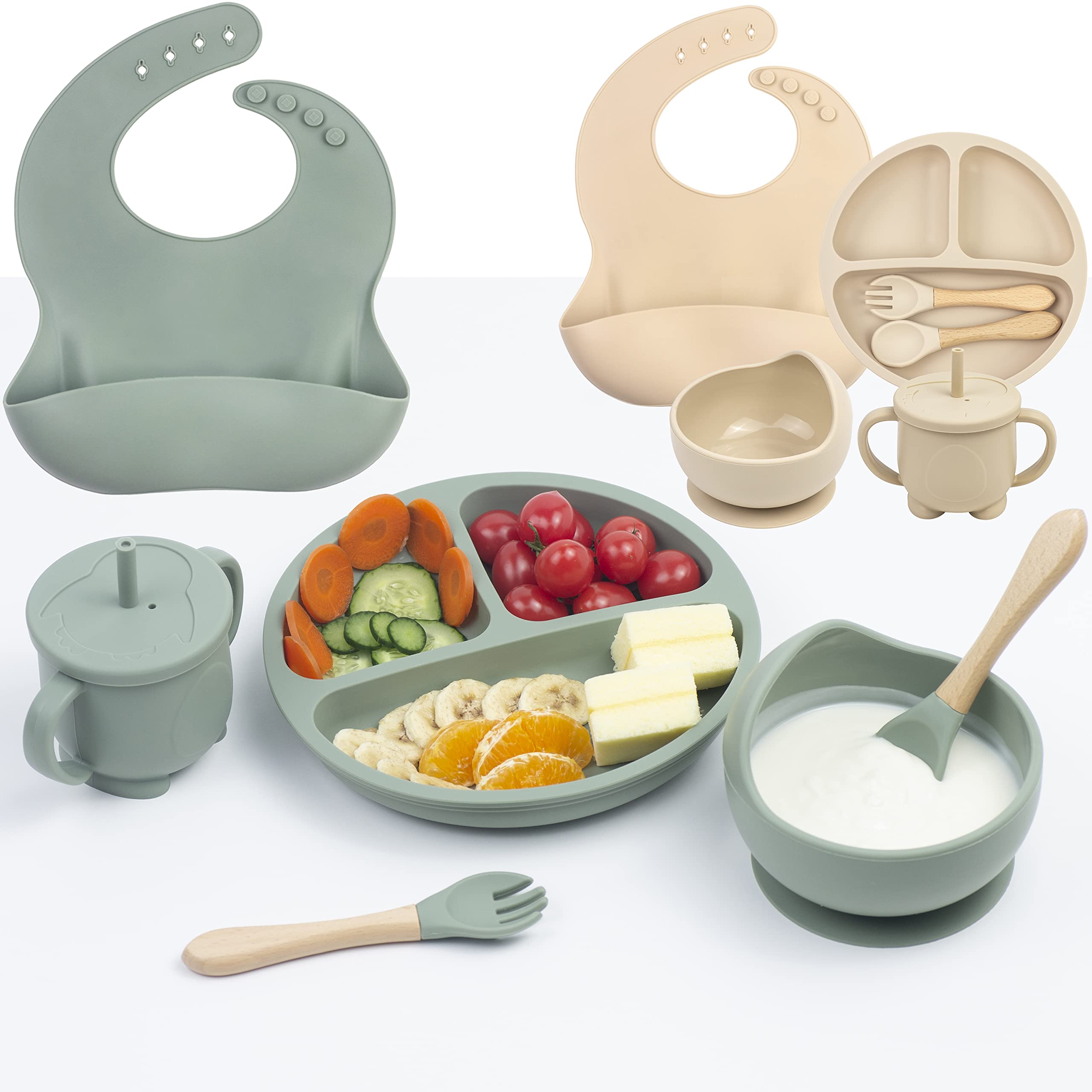 Feeding Set, 12Pcs Baby Led Weaning Supplies, Includes Baby Suction Bowls