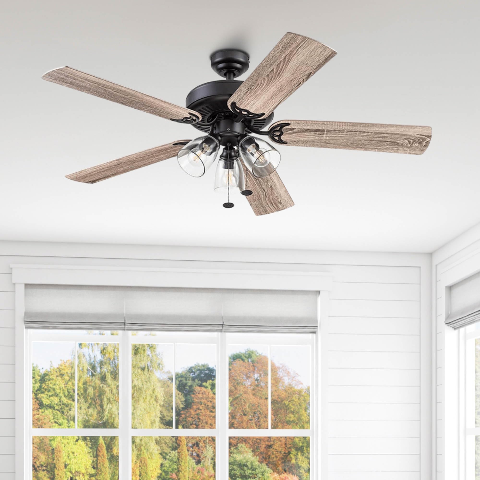 Saybrook, 52 inch Indoor Farmhouse LED Ceiling Fan with Light, Pull Chain