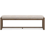 Cabalynn Farmhouse Upholstered 63" Dining Bench, Beige & Light Brown