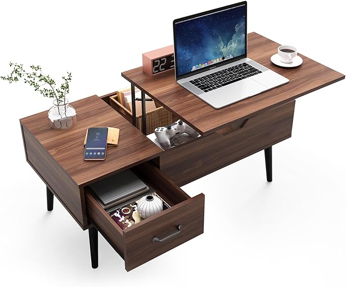 Coffee Table, Mid Century Modern Style Cocktail Table TV Stand with Drawer