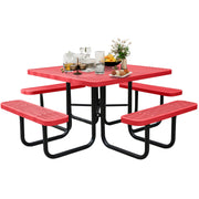 8-Person Picnic Tables for Outdoors, Industrial 46" Expanded Metal Square Picnic
