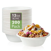200 Pack 12 OZ Paper Bowls, Disposable Compostable Bowls Bulk