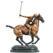 Bronze Polo Player Horse Sculpture – 12.6" x 5.1" x 15.7" Decorative Statue – 11-13 lbs – Handcrafted