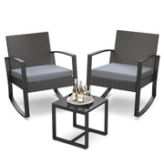 3 Pieces Patio Furniture Set Rocking Bistro Set Outdoor Rattan Conversation