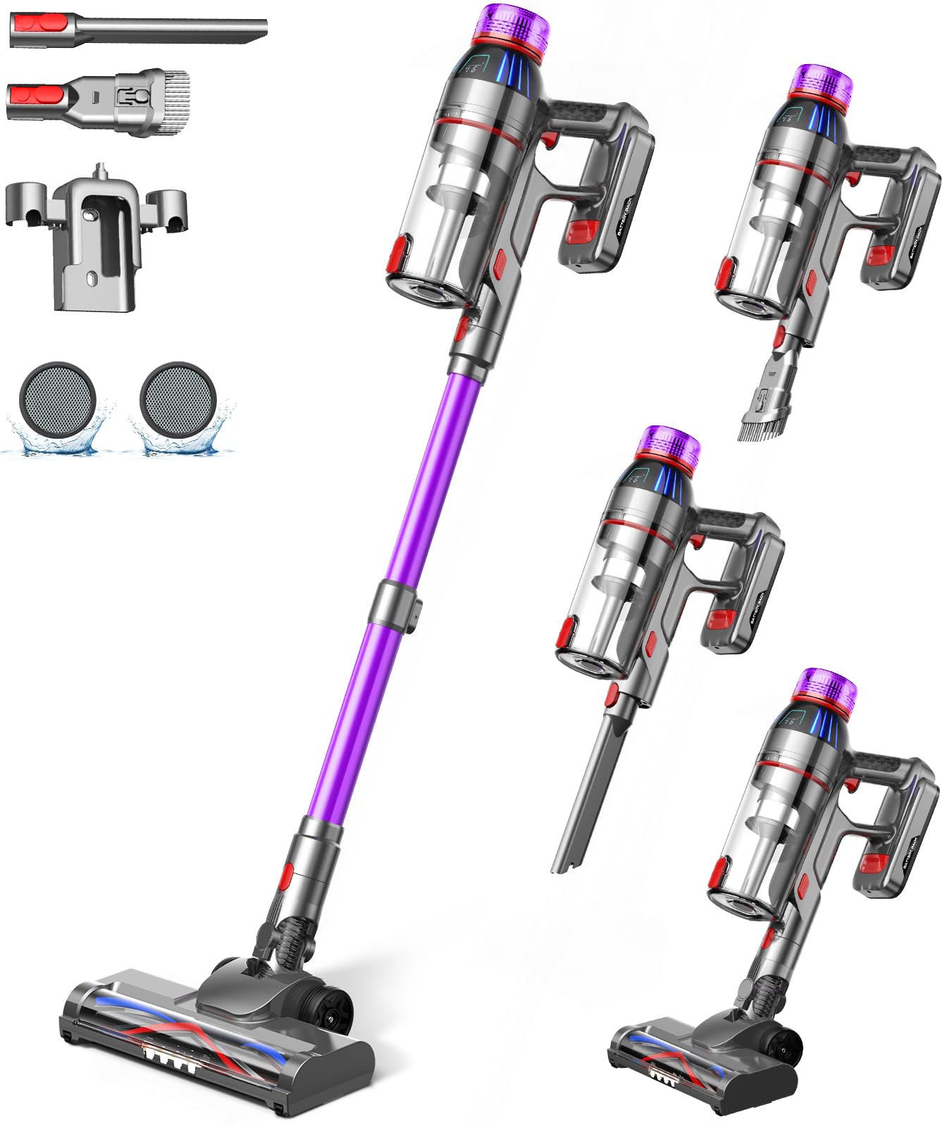 Stick Vacuum Cleaner - 550W Powerful Cordless Vacuum with HEPA Filter