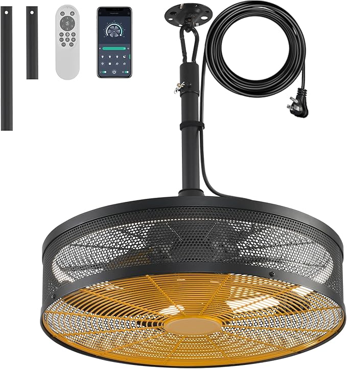 Garage Ceiling Fans with Lights and Remote,Gazebo Fans Outdoor Hanging