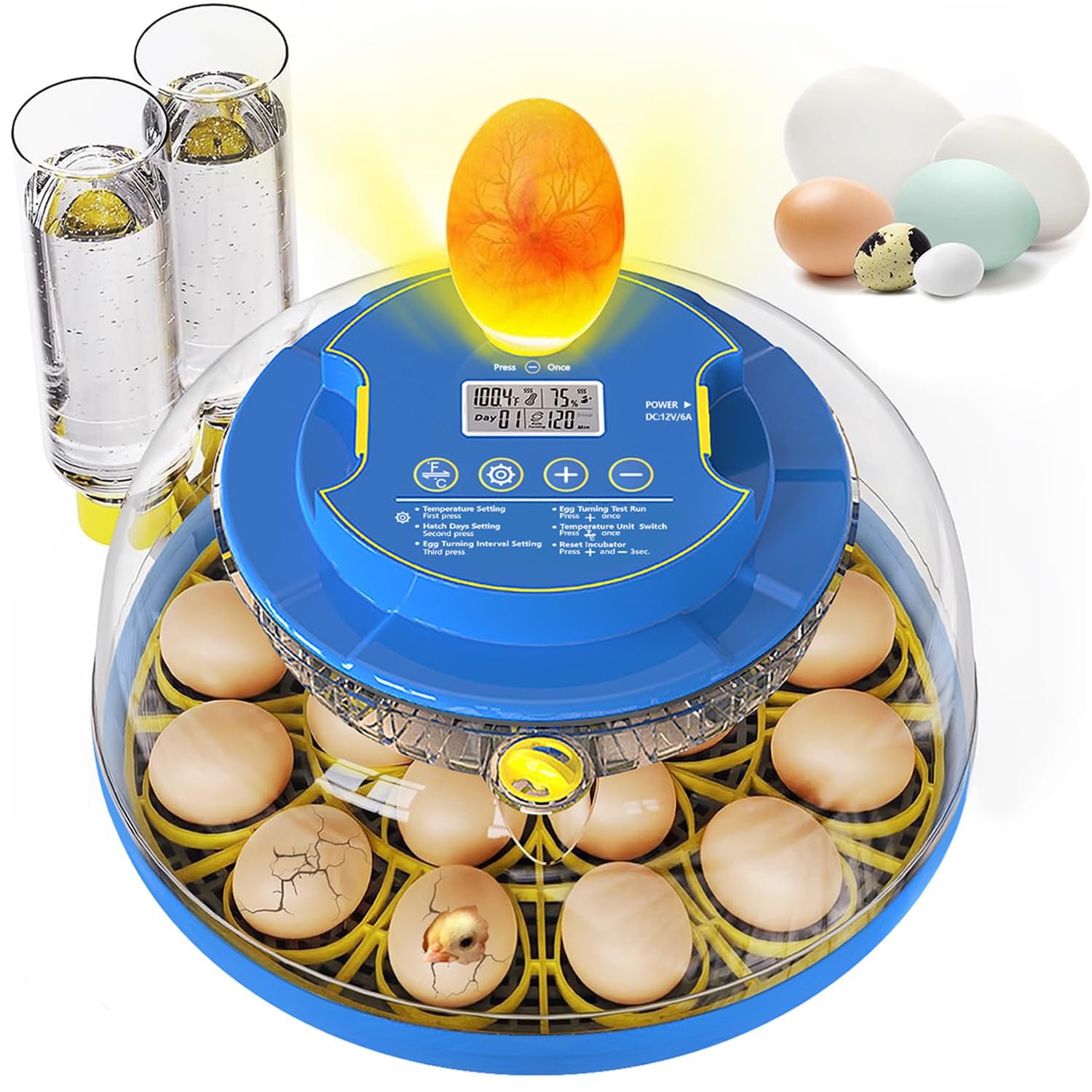 Hatching Eggs, Chicken Egg Incubator with Automatic Egg Turning & Humidity