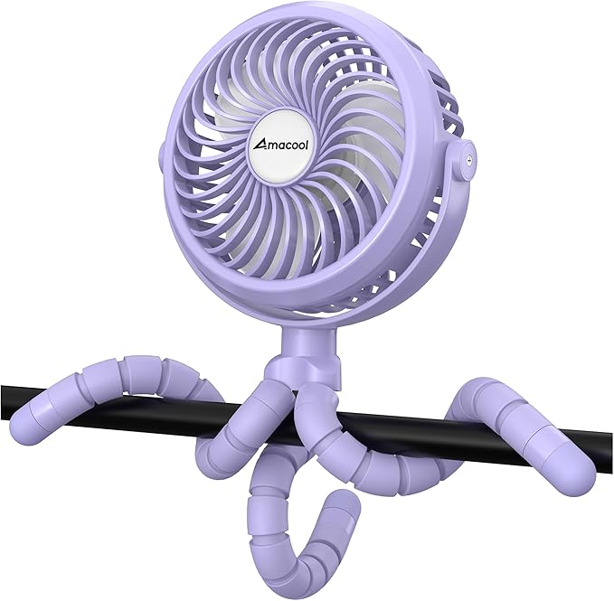Battery Operated Stroller Fan Flexible Tripod Clip On Fan with 3 Speeds and Rotatable