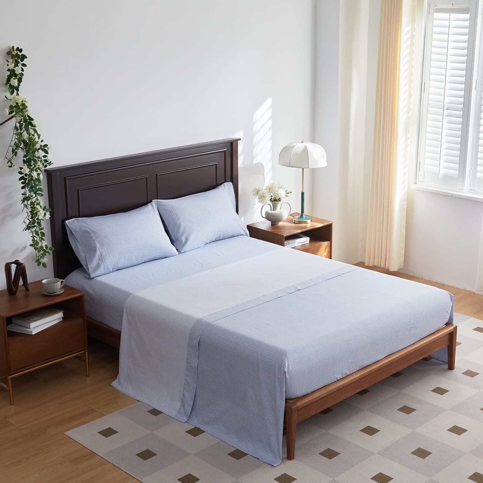 Cotton Striped Comforter Sheet Set Queen Size 7 Pieces Bed in a Bag