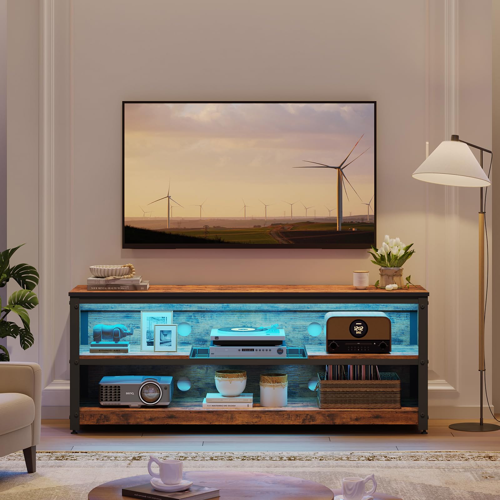 LED TV Stand for 55/60 Inch TVs, Gaming Entertainment Center ,living room