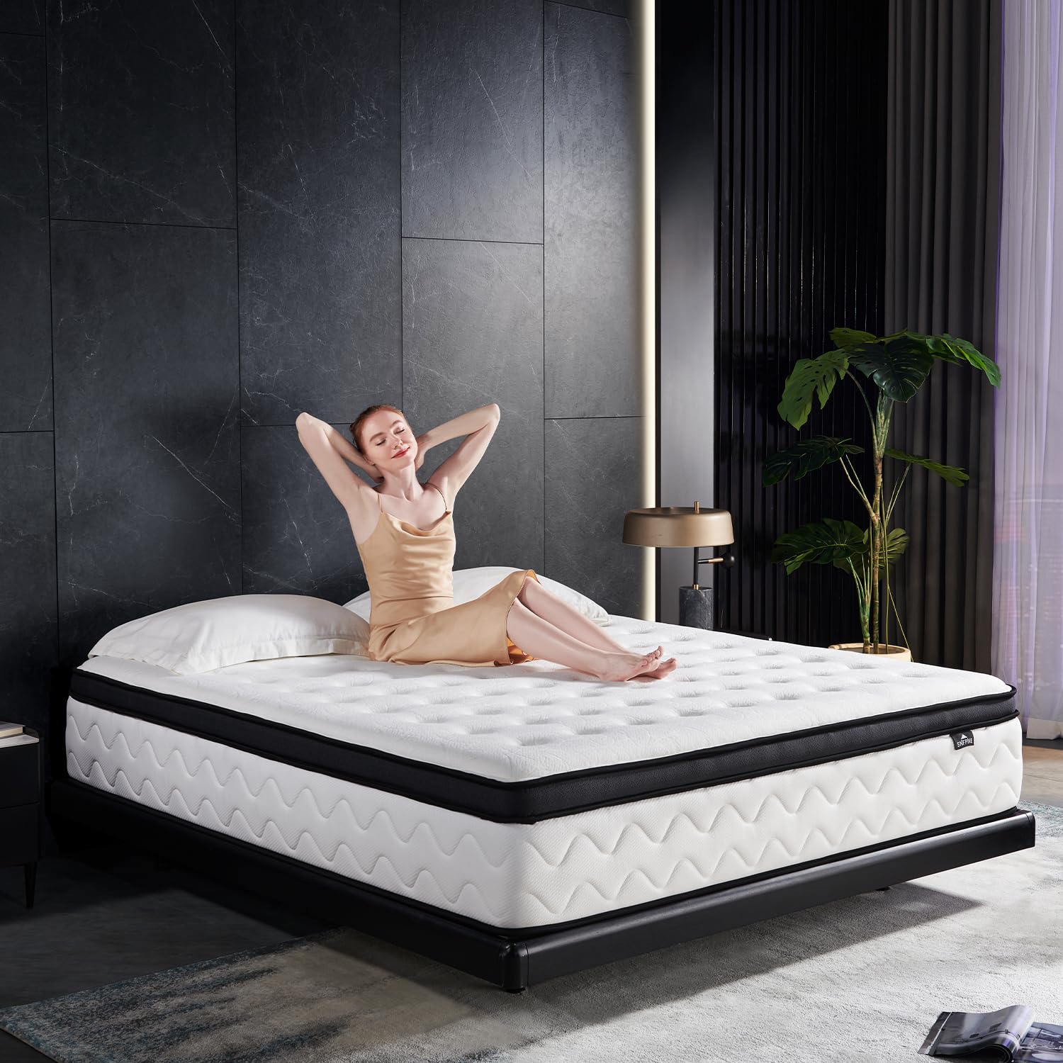 King Size Mattress 14 Inch - Medium Firm Hybrid Memory Foam King Mattress