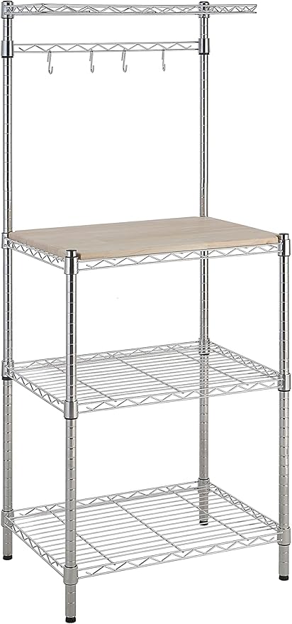 3 Tier Kitchen Bakers Rack with Storage, Removeable Top