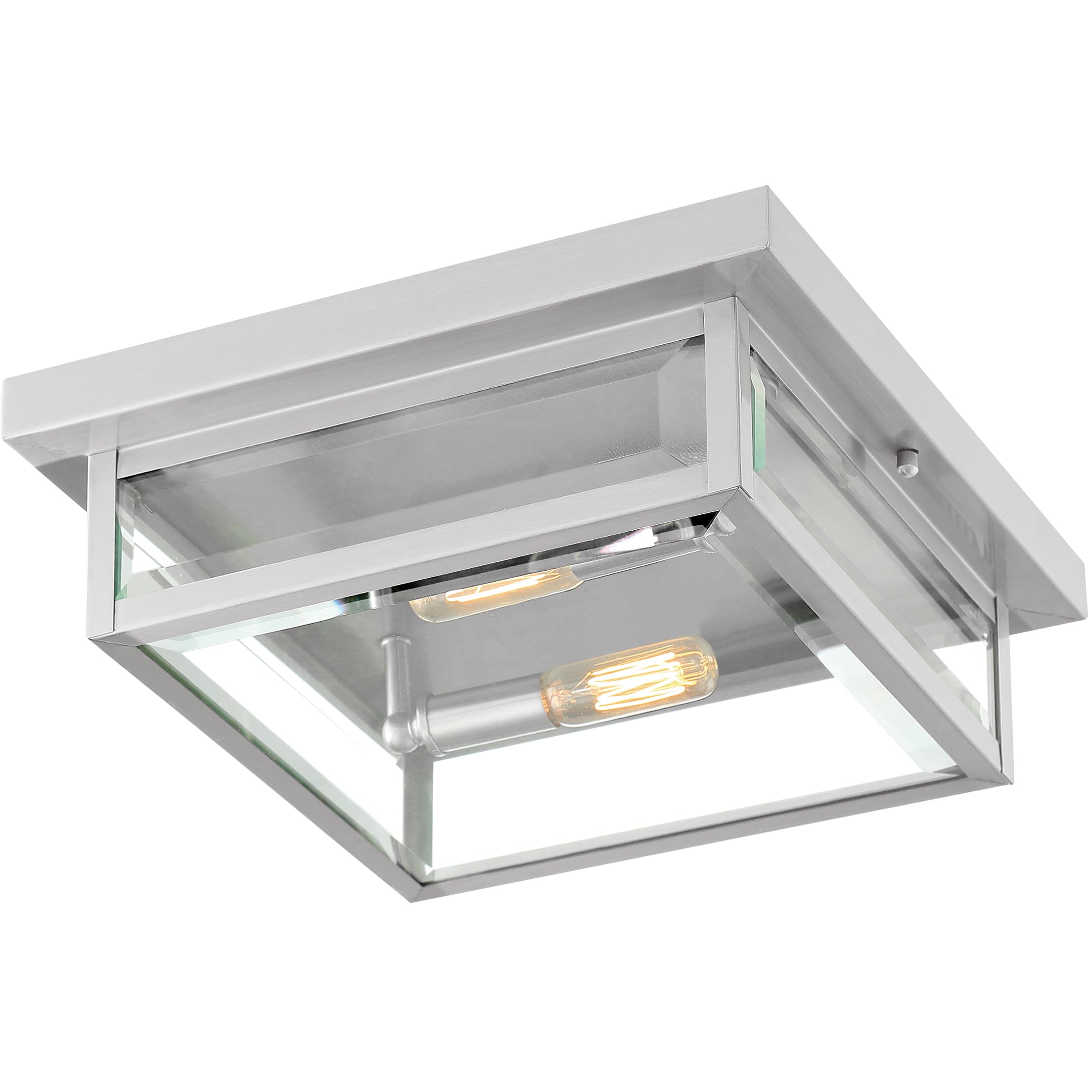 Flush Mount Ceiling Light, 12 Inch 2-Light Stainless Steel Industrial Lantern,