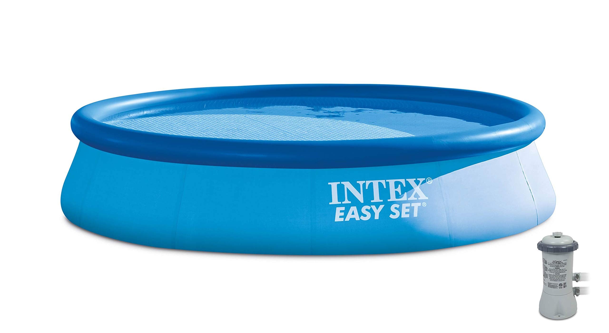 13 Ft x 32 in Easy Set Above Ground Inflatable Outdoor Swimming Pool Set