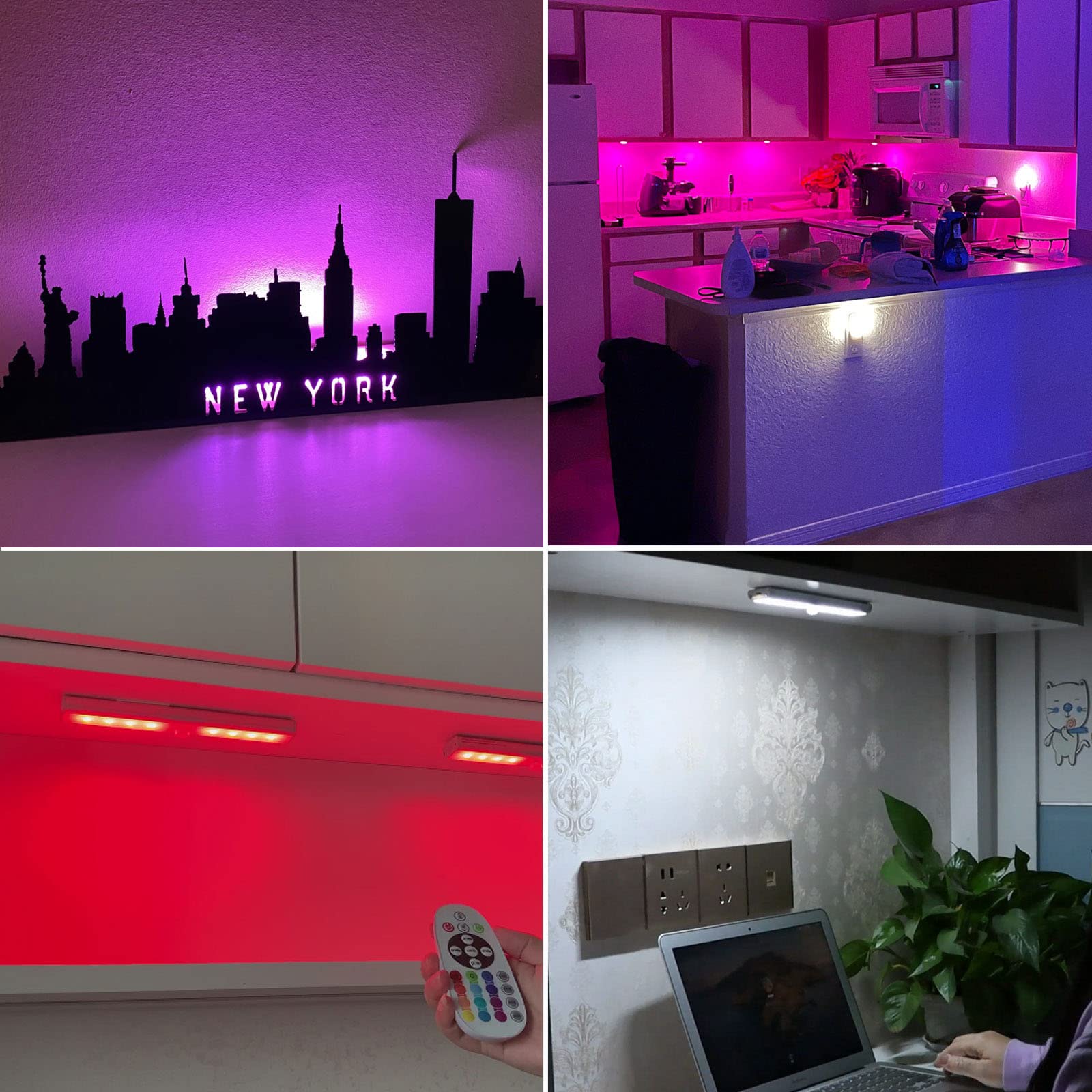 Under Cabinet Lighting Rechargeable 48-LED Wireless Under Cabinet Lights Remote