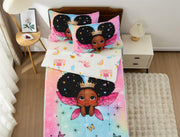 Bedding for Black Girl Princess with Wings Zippered Comforter Set,Pink Gradient
