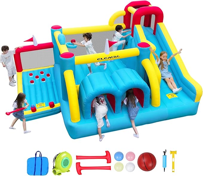 7 in 1 Inflatable Bounce House, 15x12’XL Golf Inflatable Bouncer with Blower, Bounce House