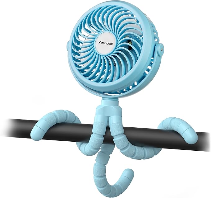 Battery Operated Stroller Fan Flexible Tripod Clip On Fan with 3 Speeds and Rotatable
