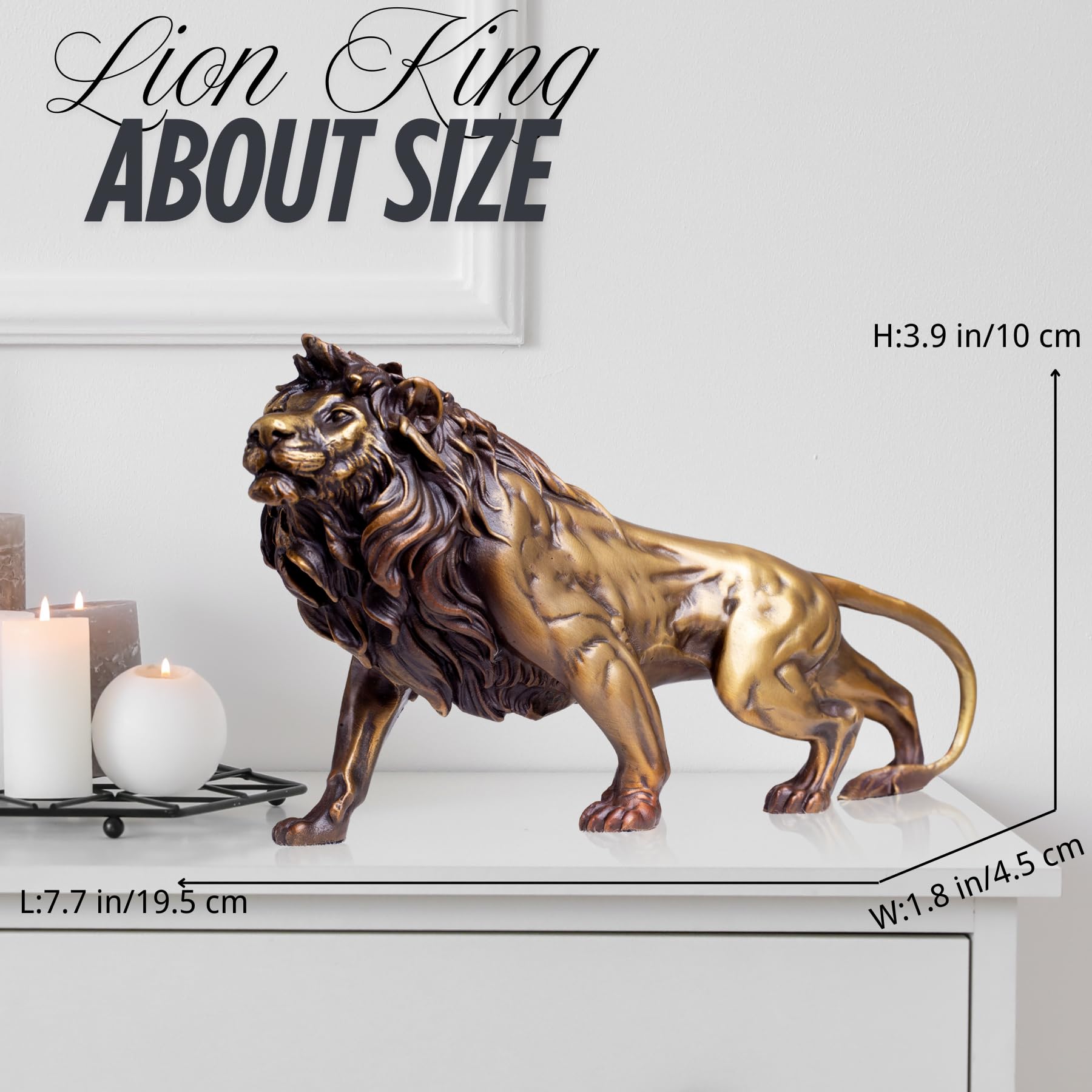 Lion Statue Bronze Sculptures Statues King of Beasts 100% Bronze Statues Lion Collectible