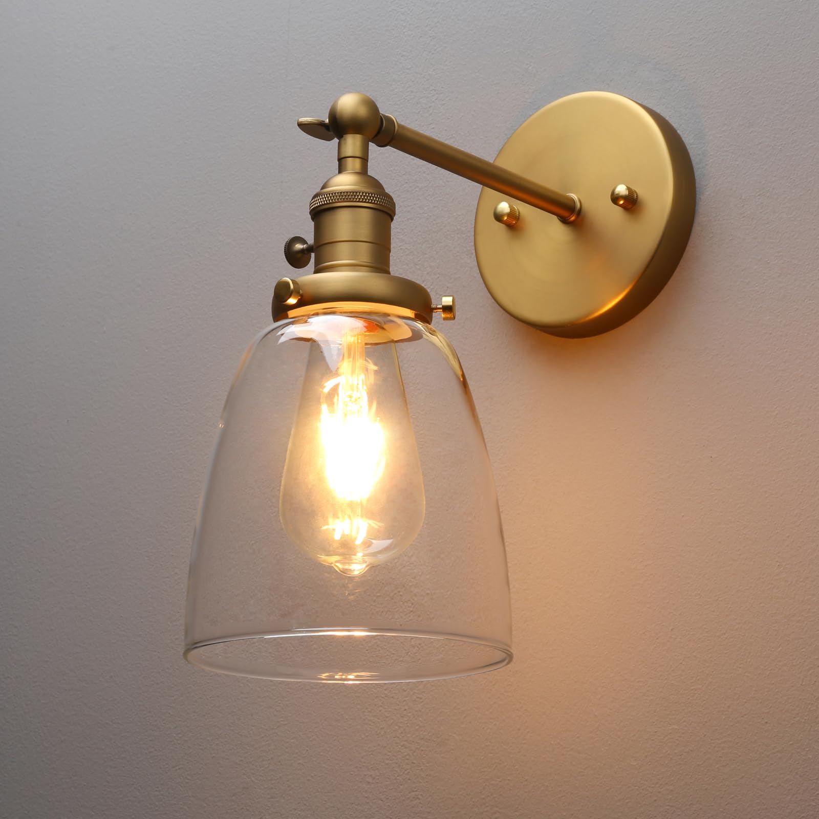 Industrial Vintage Sconce with Oval Cone Clear Glass Shade 1 Light Single Sconce