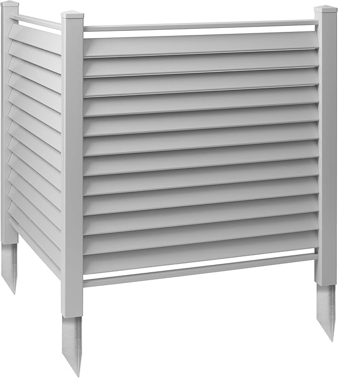 48" x 48" Louvered Privacy Screen - Outdoor Vinyl Fence Panel Enclosure for AC/Trash