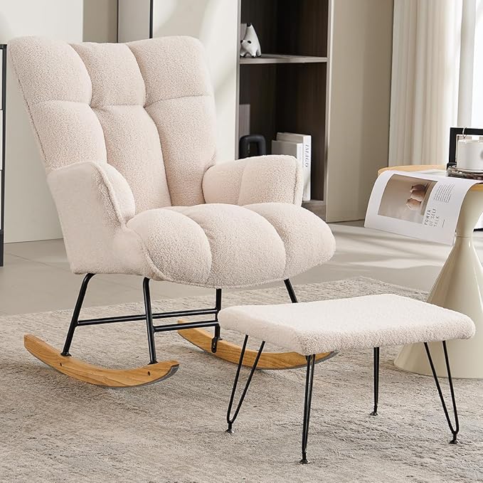 Nursery Glider Rocking Chair with Ottoman