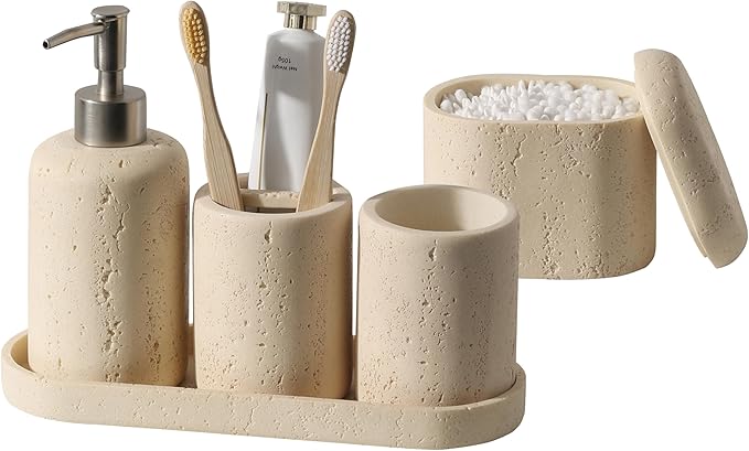 Bathroom Accessories Set, 5PCS Modern Bathroom Accessory Set with Soap Dispenser