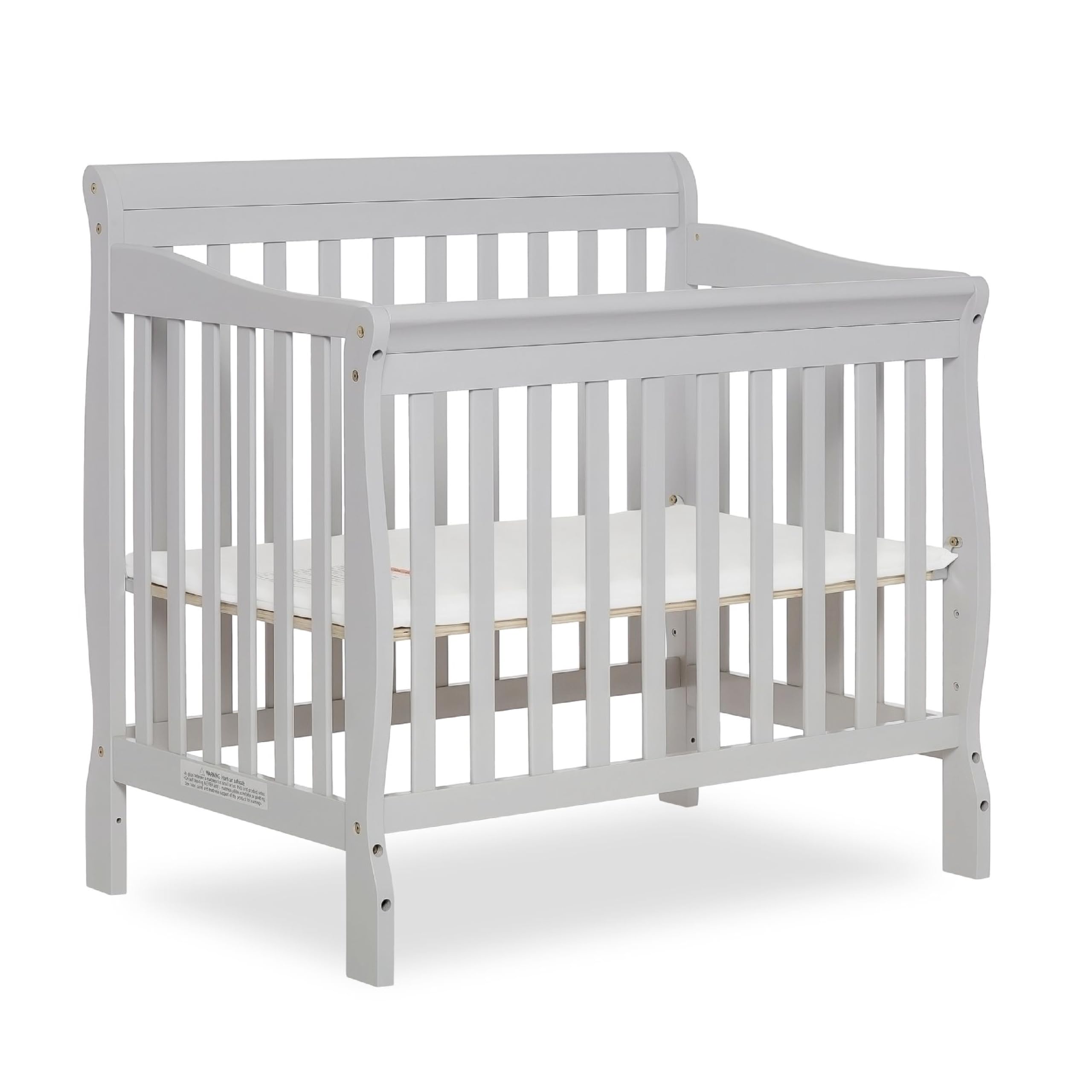 Aden 4-in-1 Convertible Mini Crib In Grey, Greenguard Gold Certified, Non-Toxic Finishess