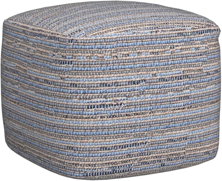 Granada Knitted Casual Denim and Jute Ottoman Pouf