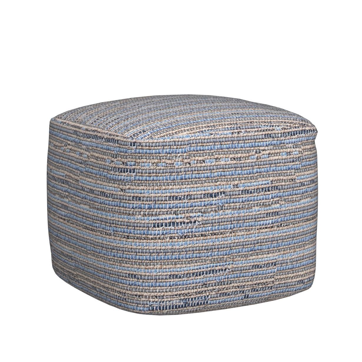 Granada Knitted Casual Denim and Jute Ottoman Pouf