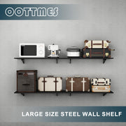 oottmes New 4 Pack Garage Wall Shelving, Heavy Duty 1.5' x 3.8' Wall Mount Storage Shelf with Hooks, Garage Storage Rack Floating Shelves, Holds 250 lbs Each