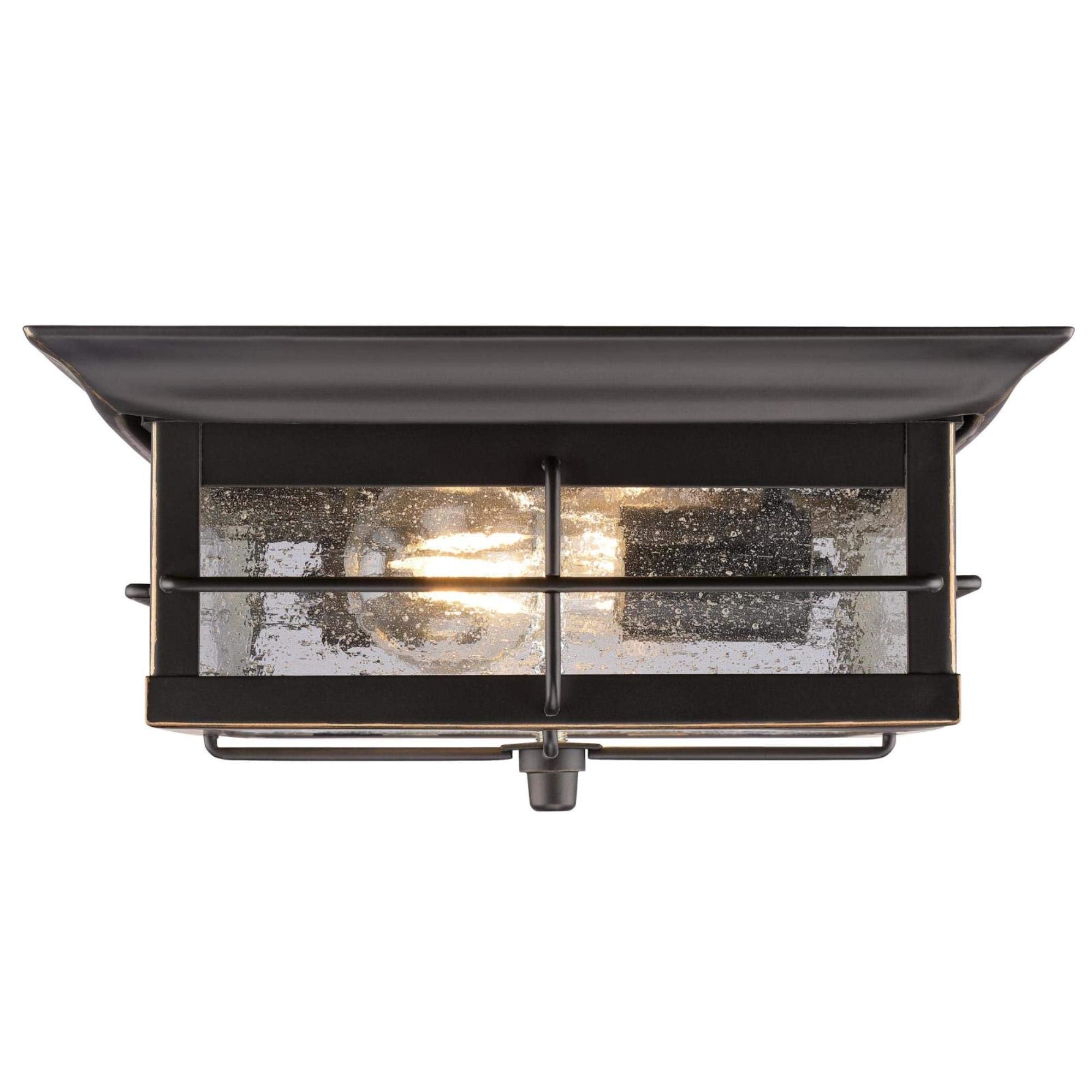 6578400 Orwell 2 Light Outdoor Flush Mount Fixture in Oil Rubbed Bronze and Clear Glass