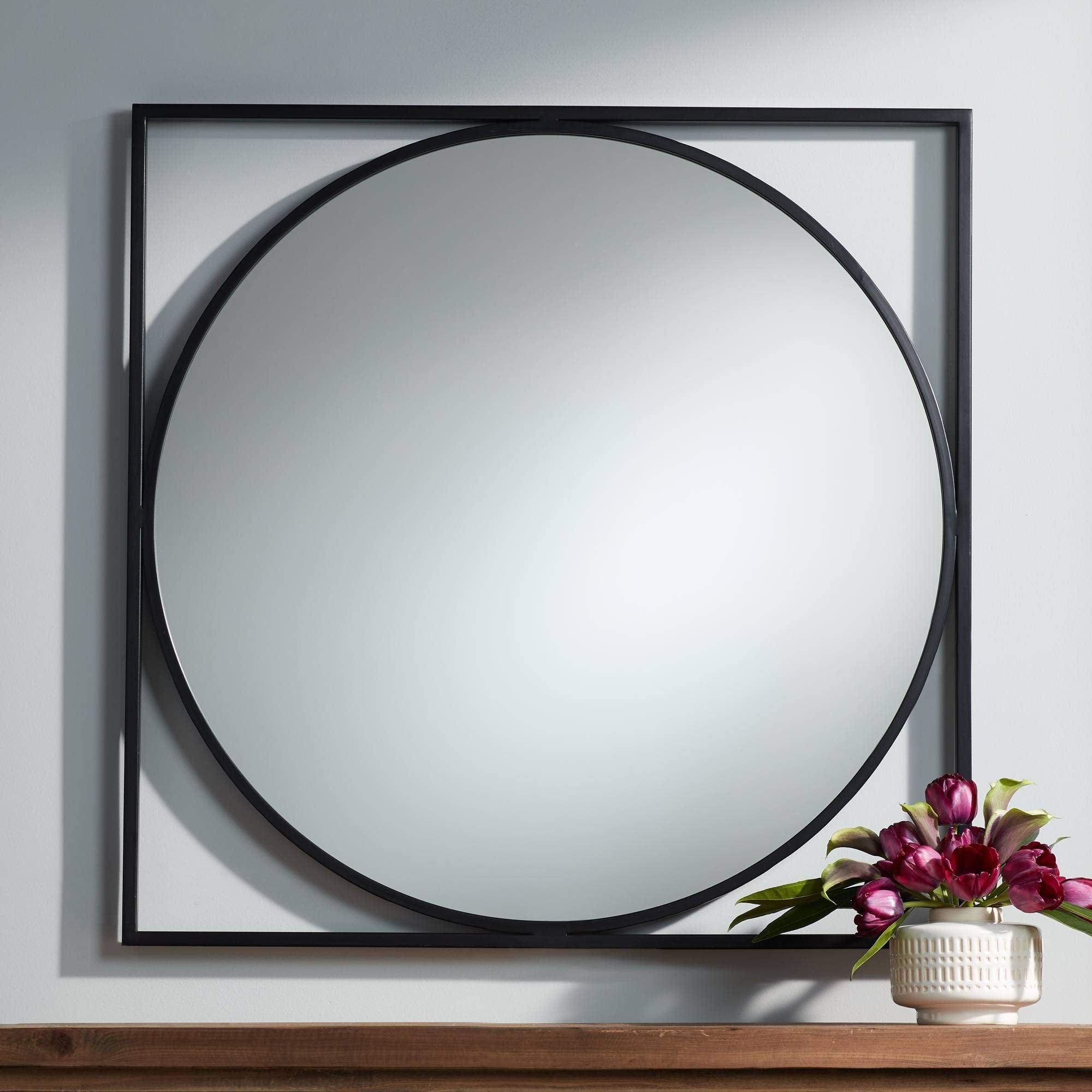 Revel Square Vanity Decorative Wall Mirror Modern Minimalist Matte Black