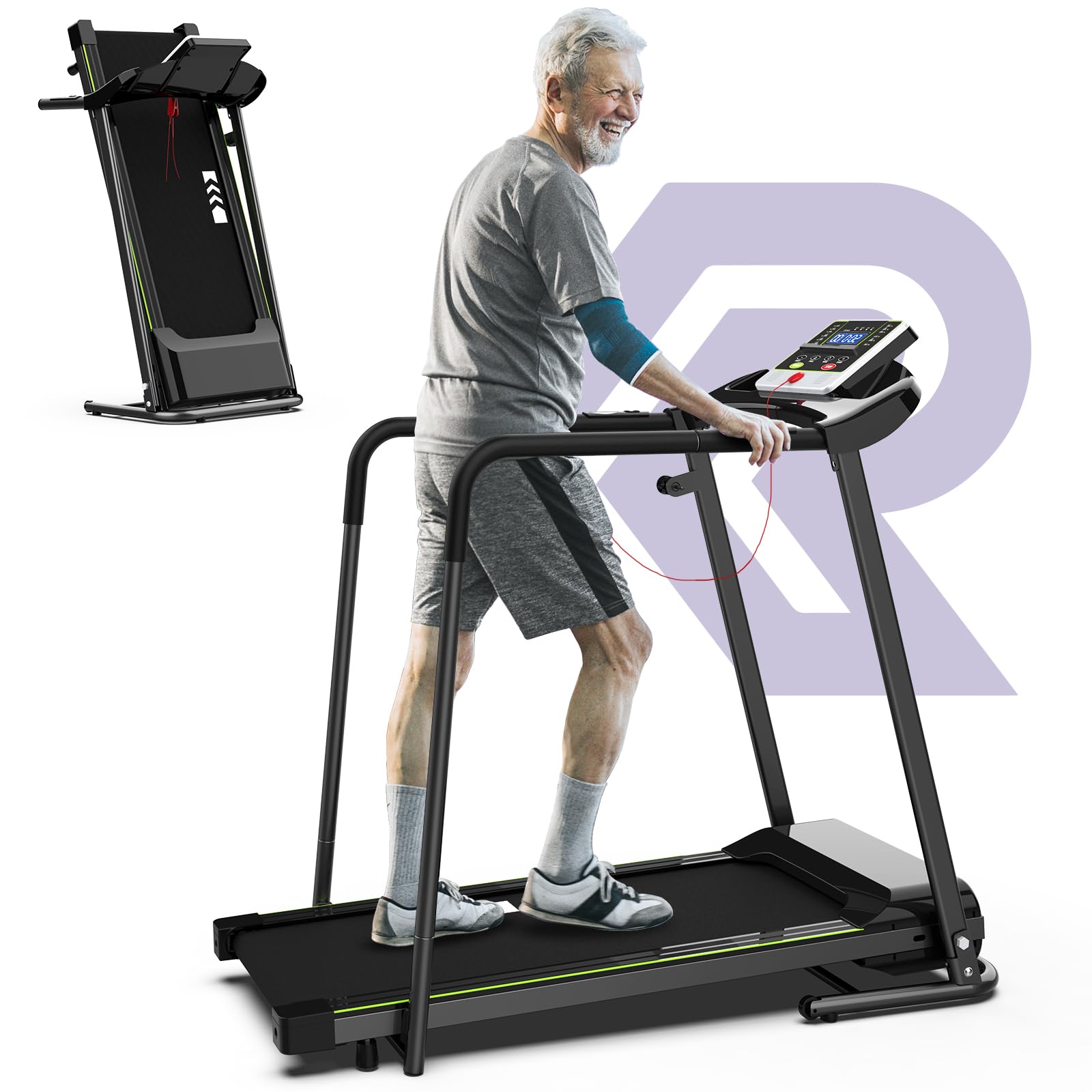 Walking Treadmill for Seniors with Handrails - Recovery Fitness Exercise Machine