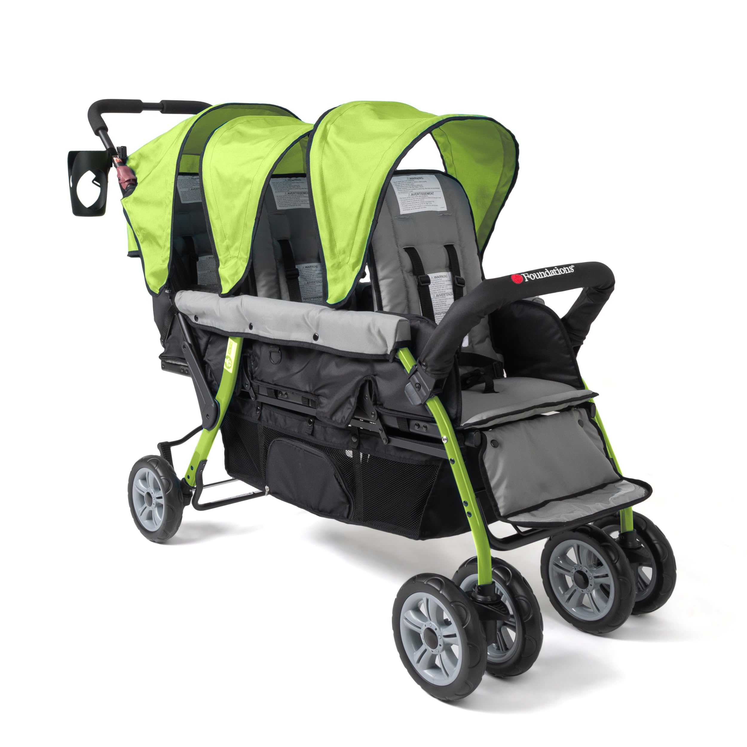 Foundations Compass 3 Seat Stroller | Triple Stroller for Infant and 2 Toddlers