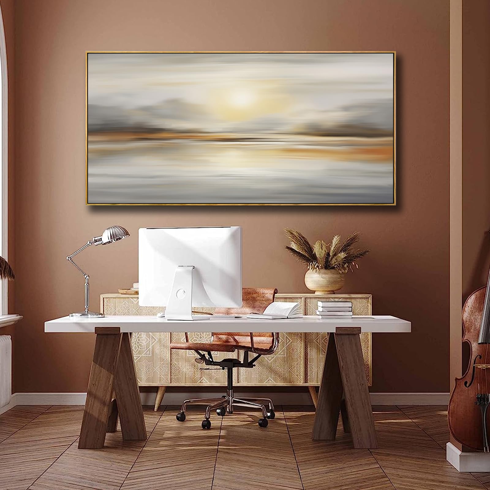 Framed Wall Art Abstract Seascape Canvas Printing Wall Decor Artwork for Living Room