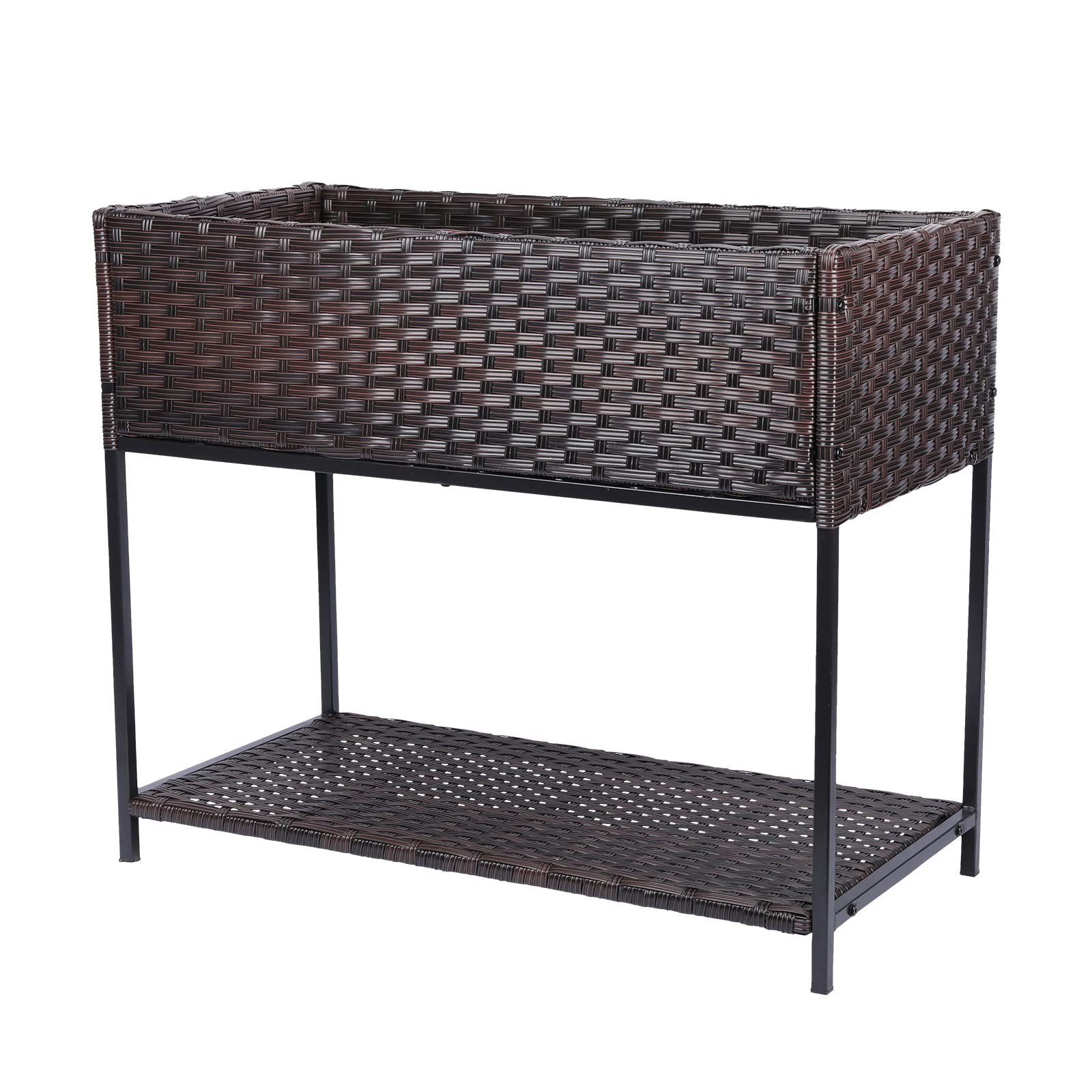 Raised Garden Bed - Rattan Raised Bed Wicker Elevated Raised Garden Bed