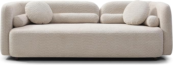 88.5'' Minimalist Curved Sofa 3 Seater Chenille Velvet Fabric Sofa
